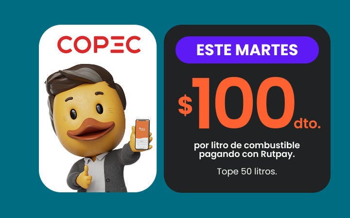 Descuento combustible Copec pagando con App Rutpay