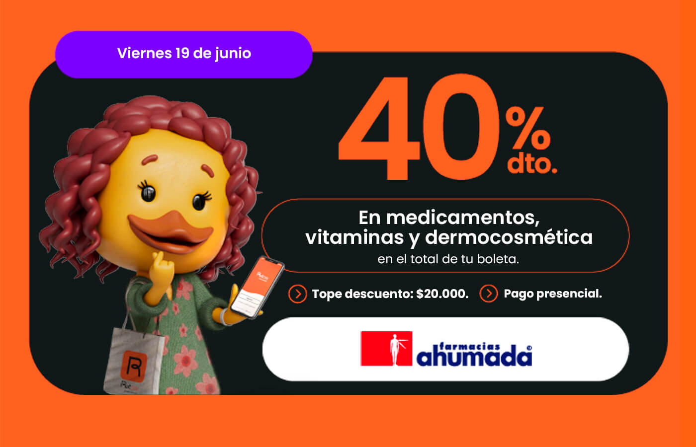 40% de descuento en medicamentos, vitaminas y dermocosmética en el total de tu boleta pagando con Rutpay