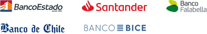 BancoEstado, Banco Santander, Banco Falabella, Banco de Chile, Banco Bice